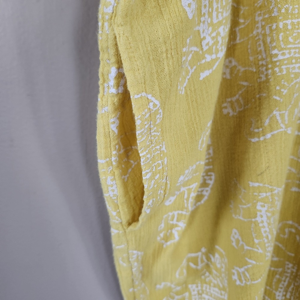 Intimately Free People Womens XS Yellow Gauzy Button Up Elephant Print Romper - Picture 5 of 7